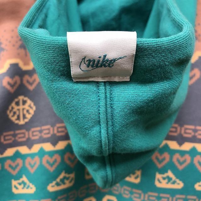 ナイキ NIKE スウェットパーカー 裏毛 ジップ 刺繍 両面プリント ノルディック×スニーカー×ハート 長袖 綿100% S 青緑 レディース | NIKE | 07