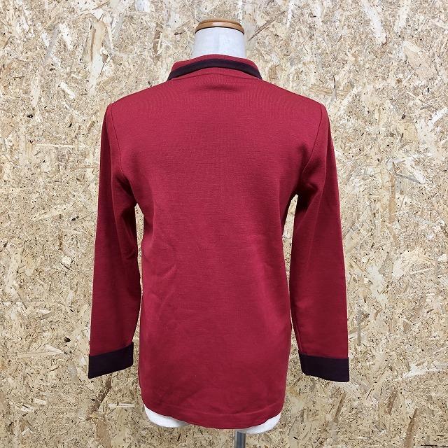 【日本製】 JACQUES ESTEREL カットソーカーディガン ショールカラー 長袖 ウール100% 38 ベイクドレッド×チャコールグレー レディース |  | 03