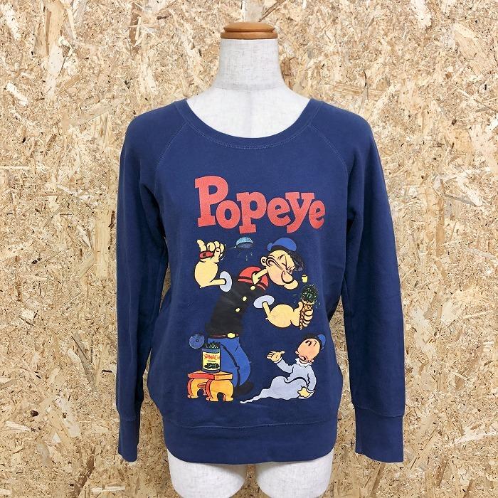 【コラボ】 UT UNIQLO × POPEYE THE SAILORMAN ユニック×ポパイ M レディース スウェットシャツ トレーナー 裏毛 プリント 長袖 - 青系｜undo-rowa