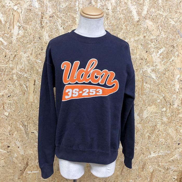 TFL TIME FOR LIVIN' スウェットシャツ トレーナー 裏起毛 カットソー レトロプリント 丸首 長袖 綿100% M ネイビー 紺 メンズ | 