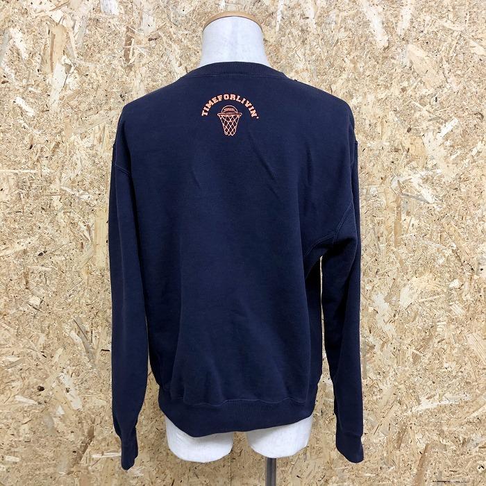 TFL TIME FOR LIVIN' スウェットシャツ トレーナー 裏起毛 カットソー レトロプリント 丸首 長袖 綿100% M ネイビー 紺 メンズ |  | 04