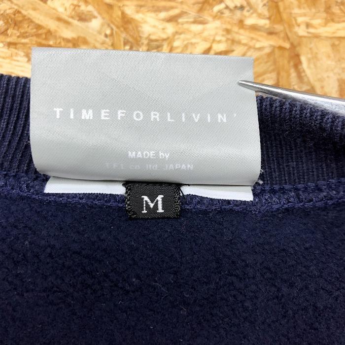 TFL TIME FOR LIVIN' スウェットシャツ トレーナー 裏起毛 カットソー レトロプリント 丸首 長袖 綿100% M ネイビー 紺 メンズ |  | 05