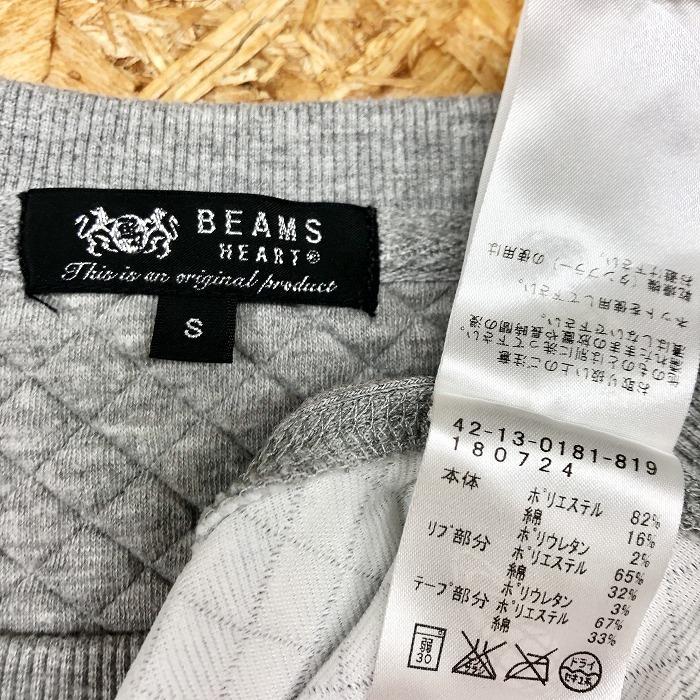 ビームスハート BEAMS HEART カットソー 格子柄 丸首 ストレッチ 長袖 ポリエステル×綿×ポリウレタン S ヘザーグレー 杢灰色 メンズ｜undo-rowa｜06