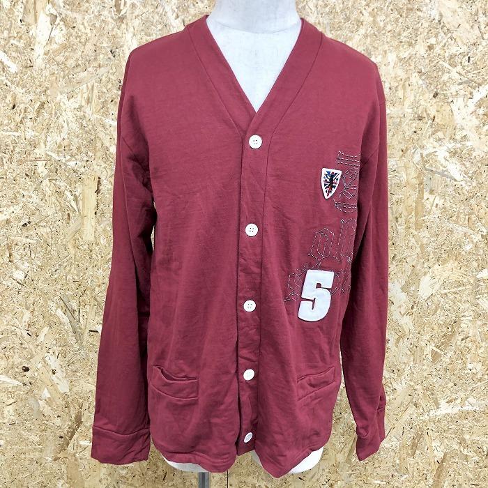 Merry Garden メリーガーデン L メンズ スウェットカーディガン カットソー 裏毛 ボタン留め 刺繍 ワッペン 長袖 綿100 ボルドー くすみ赤 Cl Undo Rowa ヤフー店 通販 Yahoo ショッピング