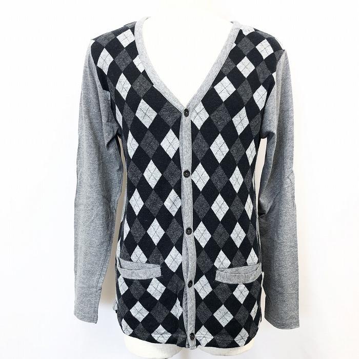 The Shop Tk Mixpice ザ ショップ ティーケー 2 レディース カットソーカーディガン Tシャツ生地 アーガイル 長袖 服 綿100 杢グレー 黒 Cl Undo Rowa ヤフー店 通販 Yahoo ショッピング