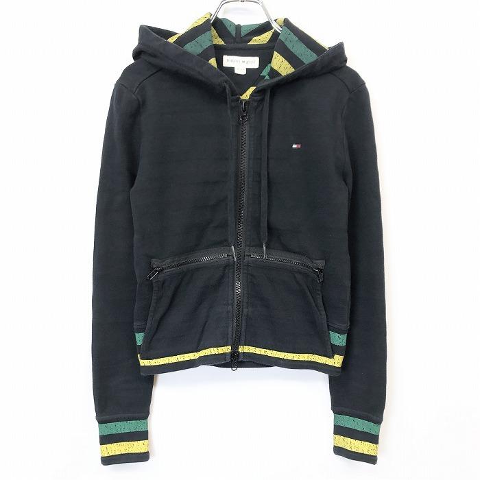 tommy girl TOMMY GIRL ダブルジップ パーカー 内側全体にボーダー Tommy Girl フルジップパーカー
