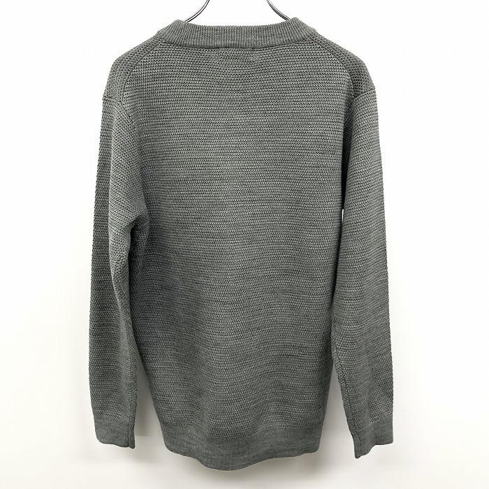 nano・universe ナノユニバース S メンズ プルオーバー カットソー 鹿の子 無地 Vネック 長袖 アクリル×ウール×ナイロン ヘザーグレー | NANO universe | 01