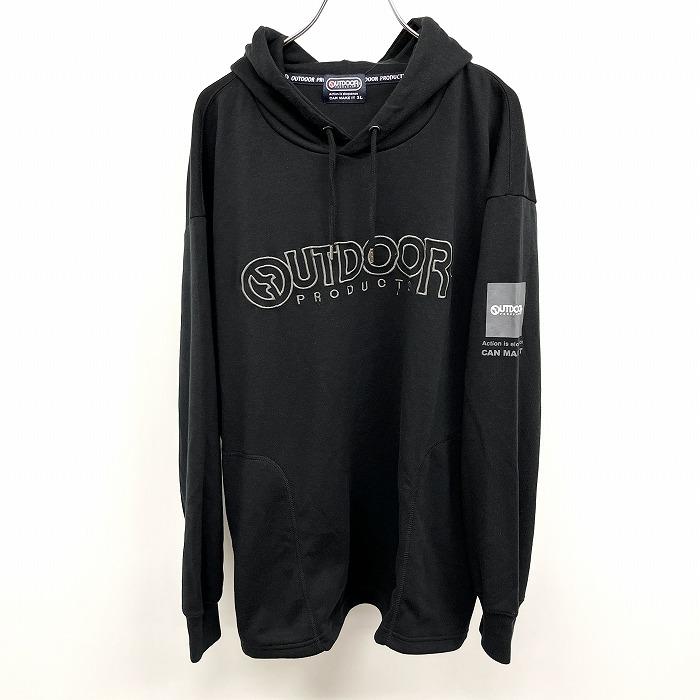 OUTDOOR PRODUCTS アウトドアプロダクツ 3L 2XL XXL メンズ 男性 プルオーバーパーカー 長袖 ポリ×綿 ブラック×グレー 黒 | OUTDOOR PRODUCTS