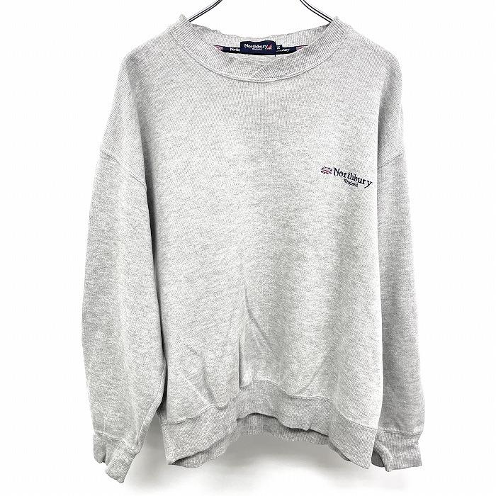Northbury ノースベリー M メンズ トレーナー Tシャツ カットソー ロゴ刺繍 ユニオンジャック 英字 犬 プリント 長袖 綿100% 杢グレー :CL04824:Undo Rowa ヤフー店 通販 メンズ northbury 長袖ポロシャツ M