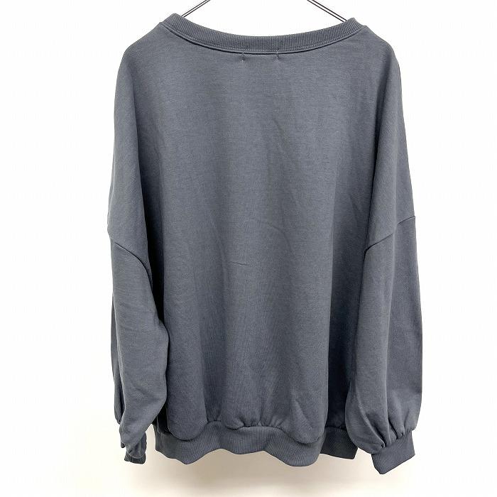 ジャバ JaVa スウェットシャツ トレーナー 長袖 裏毛 ロゴ Vガゼット ルーズシルエット ポリ×綿 M 杢グレーネイビー 杢紺系 レディース | Java | 01