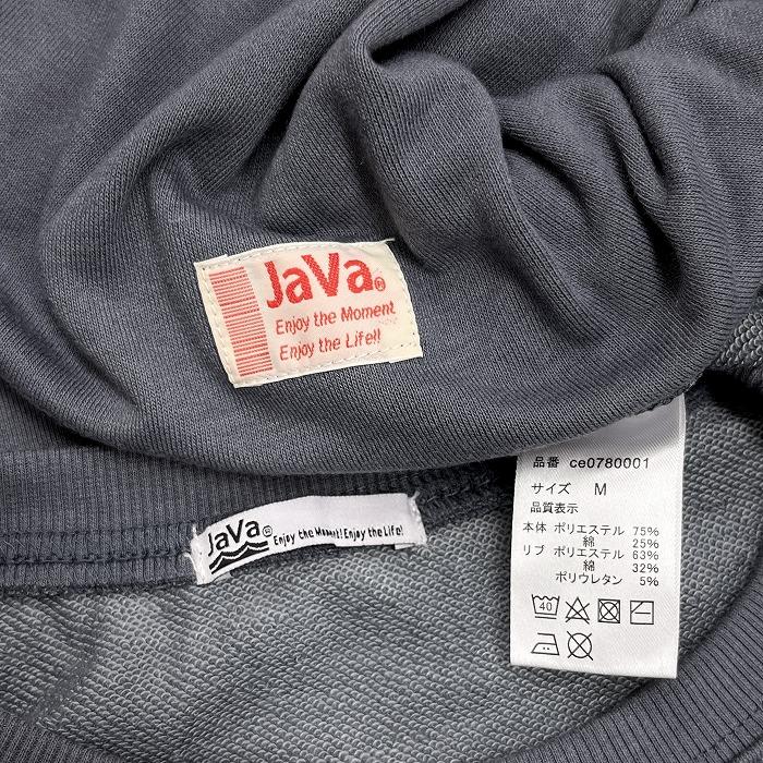 ジャバ JaVa スウェットシャツ トレーナー 長袖 裏毛 ロゴ Vガゼット ルーズシルエット ポリ×綿 M 杢グレーネイビー 杢紺系 レディース | Java | 02