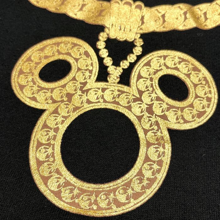 東京ディズニーリゾート トレーナー スウェット 長袖 ミッキー アクセサリー ポリ×綿 L ブラック 黒×白×杢グレー×ゴールド メンズ | Disney | 02