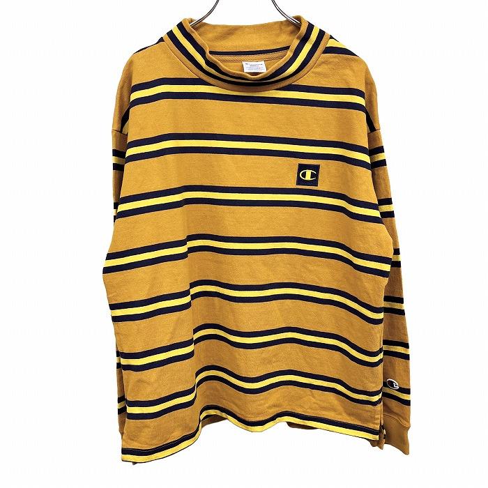 Champion チャンピオン カットソー モックネック ボーダー ロゴ