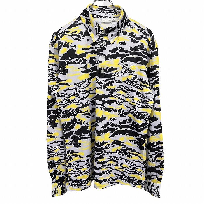 ブルークラッシュ ゴルフ ポロシャツ ボタンダウン 迷彩柄 長袖 刺繍