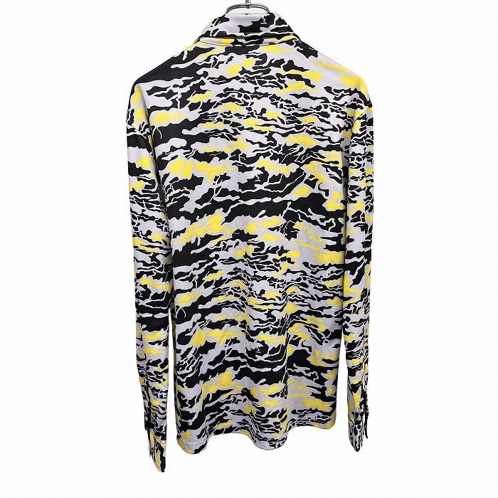 新品☆PXG ダークブルー カモフラージュ ポロシャツ　M ブルークラッシュ ゴルフ ポロシャツ ボタンダウン 迷彩柄 長袖 刺繍