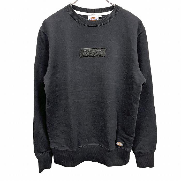 ディッキーズ Dickies トレーナー スウェットシャツ 裏毛 ロゴ刺繍 ロゴパッチ 長袖 丸首 綿100% XS SS ブラック 黒 レディース(メンズ？) | Dickies