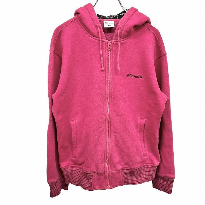 コロンビア パーカー ジップアップ スウェット 裏起毛 長袖 フードにチェック柄裏地 綿×ポリ S パッションピンク ピンク×黒×黄 メンズ | Columbia