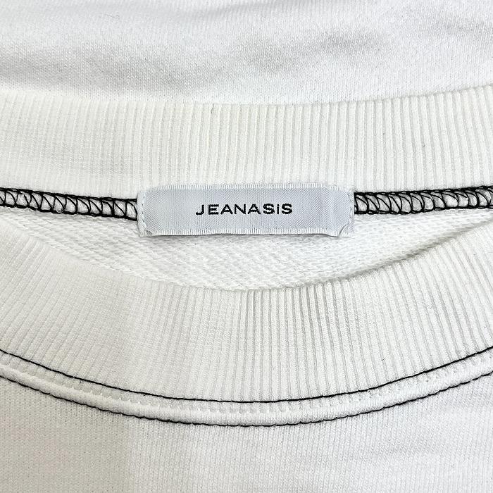 ジーナシス JEANASIS スウェットシャツ トレーナー 裏毛 着丈が短い 無地 長袖 カットソー 綿100% F ホワイト 白×黒 レディース | JEANASIS | 03