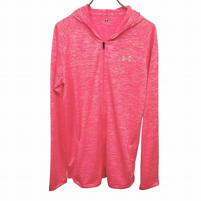 アンダーアーマー UNDER ARMOUR 薄手 パーカー ジップアップ ラグラン 長袖 カットソー ポリ100% LL XL ヘザーピンク レディース | UNDER ARMOUR