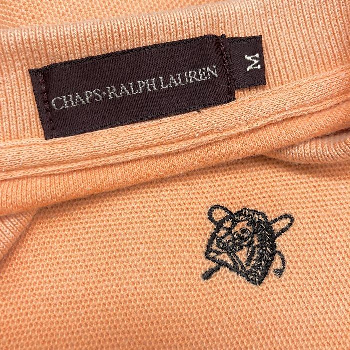 チャップス ラルフローレン CHAPS RALPH LAUREN ポロシャツ カットソー 半袖 2つボタン 刺繍ロゴ 鹿の子 M ペールオレンジ系 メンズ 男性｜undo-rowa｜03