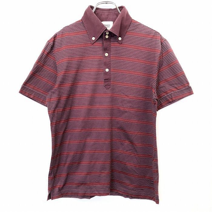 Takeo Kikuchi タケオキクチ 2 メンズ ポロシャツ カットソー Tシャツ生地 ボーダー ボタンダウン 半袖 日本製 綿 ポリ ボルドー 赤系 Cs Undo Rowa ヤフー店 通販 Yahoo ショッピング