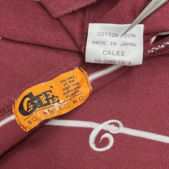 キャリー CALEE タンクトップ ノースリーブ カットソー ボーダー Uネック 日本製 綿100% M ワインレッド 赤系 メンズ(レディース？) | CALEE | 02