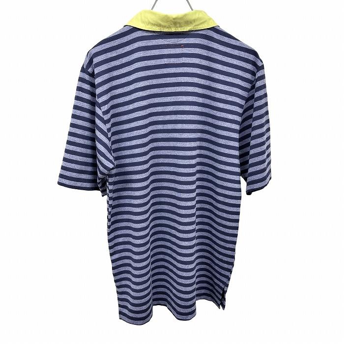 ts-12 微起毛 ポロシャツ 柔らかい生地 ボーダー 半袖 日本製 ポリエステル×レーヨン×ポリウレタン M 杢ネイビー 杢紺×黄緑 メンズ |  | 01