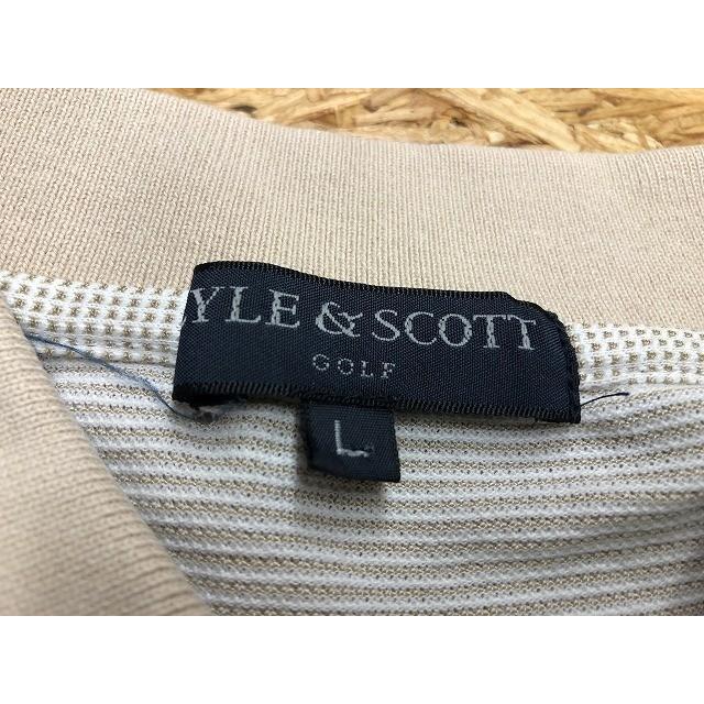 LYLEamp;SCOTT GOLF ライルアンドスコット 超大特価 ゴルフ L メンズ ロゴ刺繍 ベージュ×オフホワイト ポロシャツ カットソー  胸ポケット 半袖