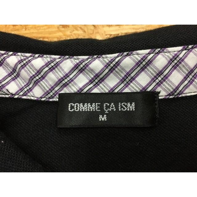 Comme Ca Ism コムサイズム Mサイズ メンズ ポロシャツ 綿 ポリエステル 薄手 鹿の子 一部チェック柄 フライフロント 半袖 限 定 販 売 黒 紫 白