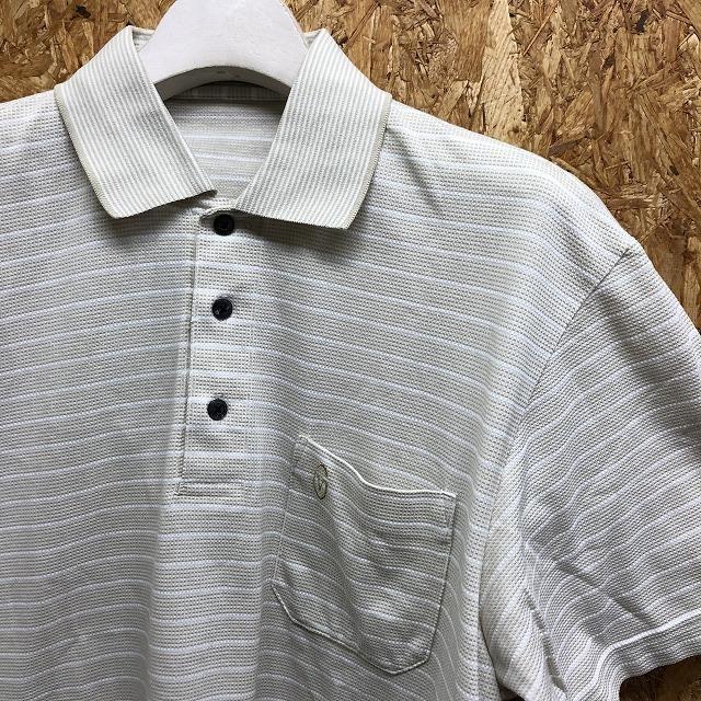 GIANNI VALENTINO ジャンニヴァレンチノ M メンズ ポロシャツ ワンポイントロゴ スプリット糸の刺繍 半袖 綿×ポリ グレージュ系×ホワイト |  | 04