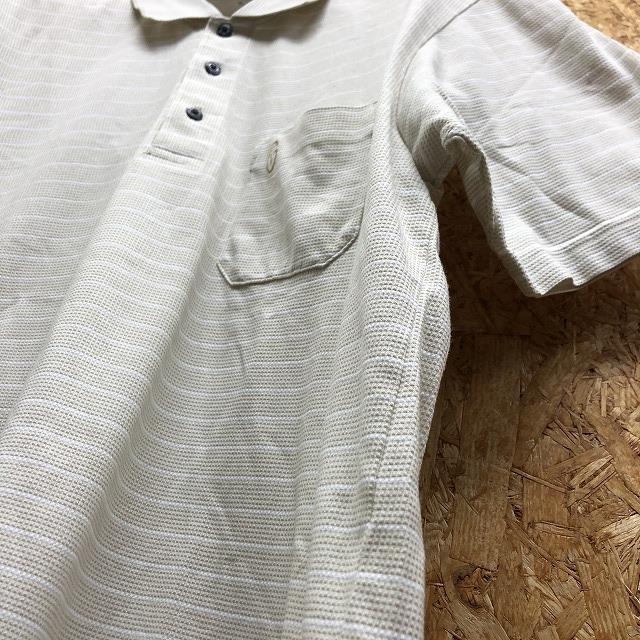 GIANNI VALENTINO ジャンニヴァレンチノ M メンズ ポロシャツ ワンポイントロゴ スプリット糸の刺繍 半袖 綿×ポリ グレージュ系×ホワイト |  | 06