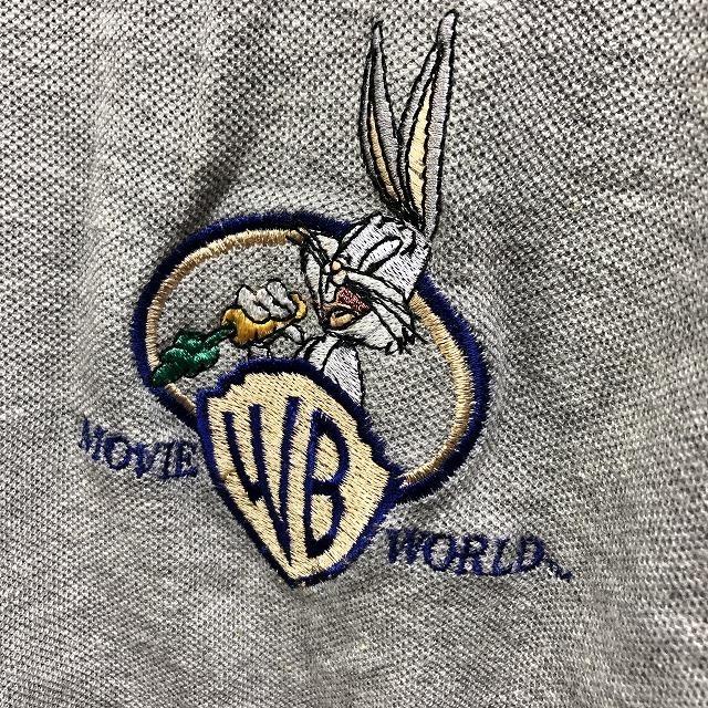 ワーナーブラザース Warner Bros. MOVIE WORLD ポロシャツ 鹿の子 ルーニーテューンズ ロゴ刺繍 半袖 綿100% XS ヘザーグレー メンズ｜undo-rowa｜04