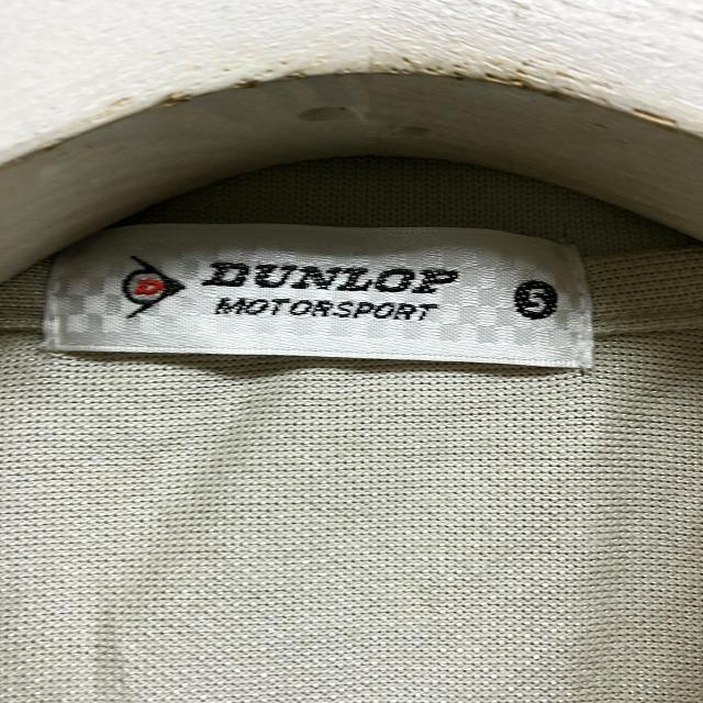DUNLOP MOTORSPORT ダンロップ S メンズ 若干薄手 ポロシャツ 鹿の子 ロゴワッペン 長袖 ポリ×綿 グリーングレージュ×ブラック×ホワイト | DUNLOP | 01