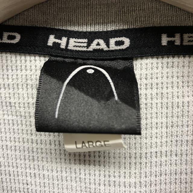 HEAD ヘッド L メンズ ポロシャツ ハーフジップ 肩から袖にロゴテープ ラグラン カットソー 半袖 ポリエステル100% ヘザーグレー | NANEA | 01