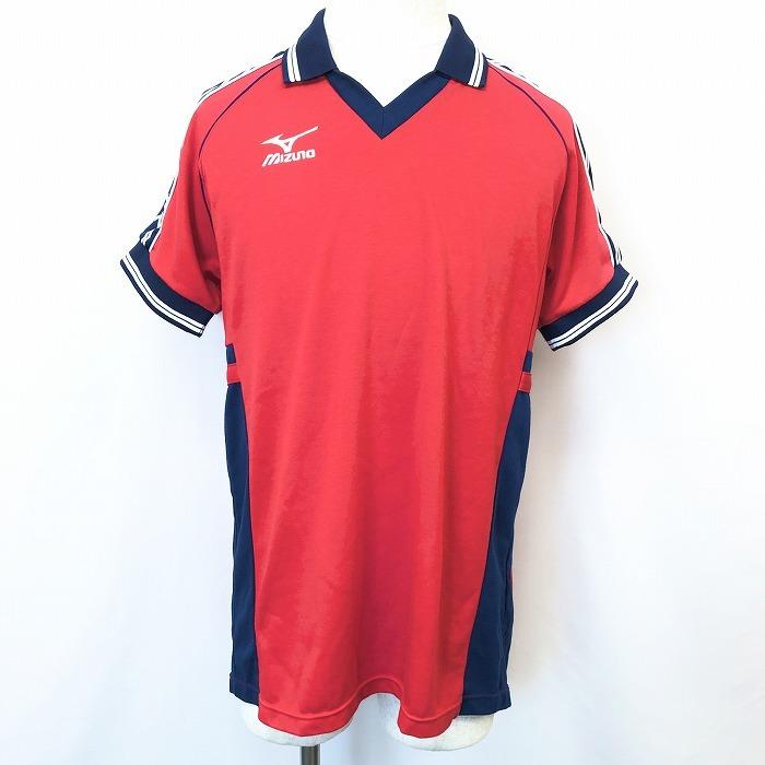 32070　ミズノ　メンズ　長袖ポロシャツ　赤　サイズＭ ミズノ ポロシャツ （32MA9670）