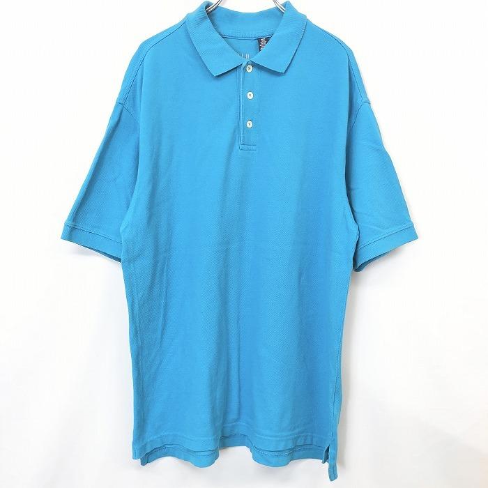 ギャップ GAP ポロシャツ カットソー 鹿の子 無地 半袖 ショートスリーブ ロングテール 綿100% コットン M ブルー 水色 メンズ 男性 | GAP