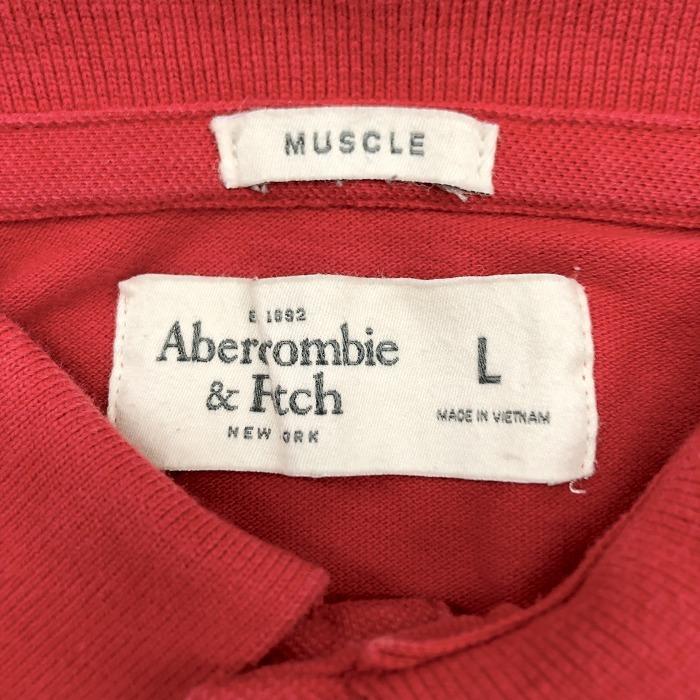 Abercrombie＆Fitch アバクロンビーアンドフィッチ L レディース ポロシャツ カットソー 鹿の子 ロゴ刺繍 半袖 ロングテール 綿100% レッド | Abercrombie&Fitch | 02