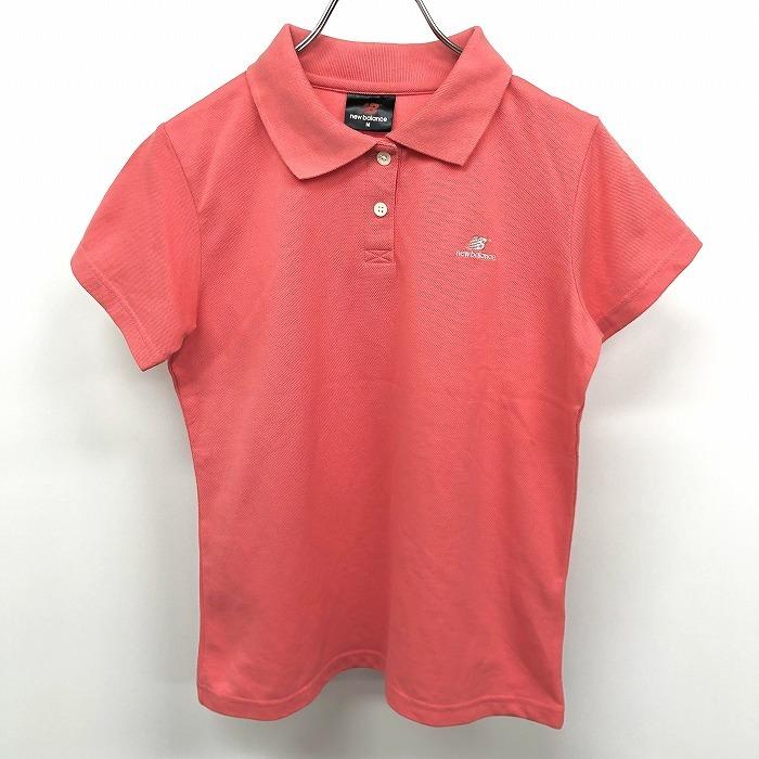 ニューバランス NB NEW BALANCE ポロシャツ カットソー 鹿の子 ロゴ刺繍 半袖 ショートスリーブ 綿×ポリ M ピンク レディース 女性 | New Balance