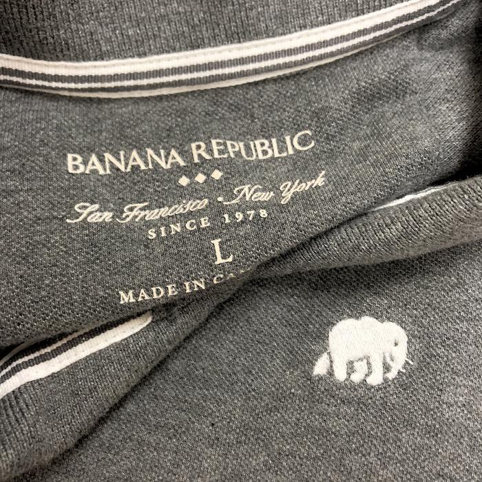 バナナリパブリック BANANA REPUBLIC ポロシャツ カットソー 鹿の子 胸にゾウの刺繍 アニマル 動物 半袖 綿100% L ヘザーグレー メンズ｜undo-rowa｜03