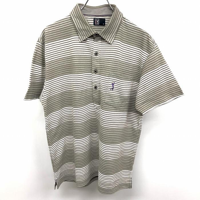 TOURSTAGE ツアーステージ M メンズ ゴルフ ポロシャツ ボーダー