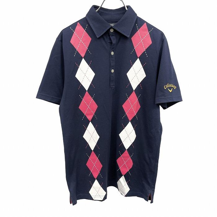 新品　キャロウェイ　ニット　ベスト　アーガイル　Lサイズ 赤 美品】キャロウェイ ニットベスト レッド×ネイビー アーガイル柄 ロゴ