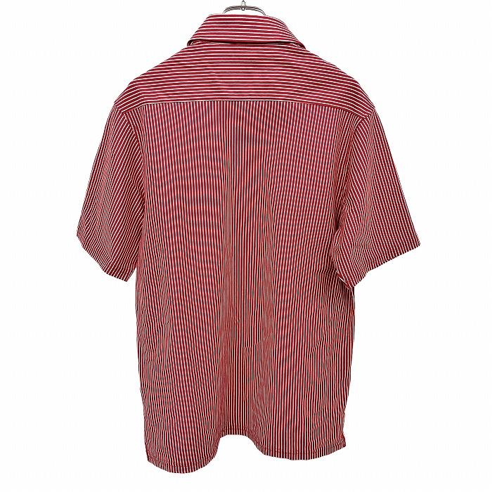 Sapporo Otani レッド　半袖 コットン/和紙混 スキッパーニットポロシャツ 半袖（ニット