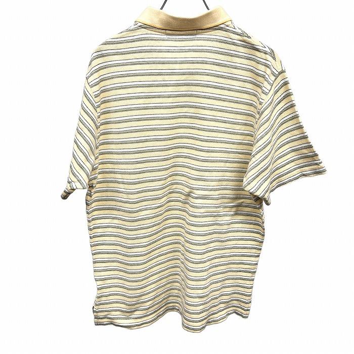 チャップス CHAPS ポロシャツ 開襟 オープンカラー 鹿の子 ボーダー 胸ポケット 半袖 綿100% L クリームイエロー 黄色系×緑×白 メンズ | CHAPS | 01