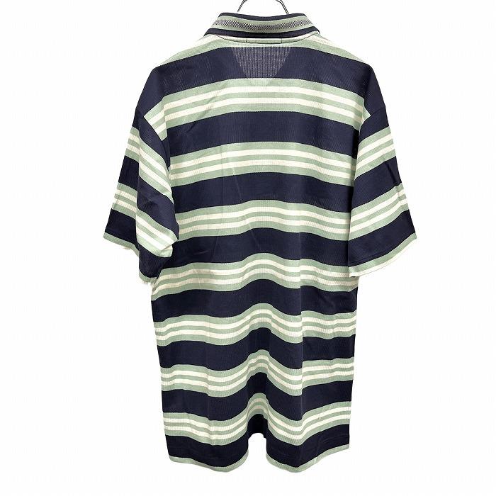 オースチンリード Austin Reed ポロシャツ ボーダー 胸ポケットにロゴ刺繍 半袖 綿100% コットン100% L ネイビー×グリーン 紺×緑 メンズ | AUSTIN REED | 01