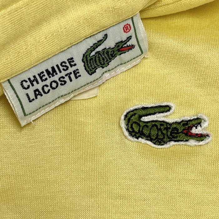 フレンチラコステ 刺繍ロゴ ポロシャツ L 半袖 黄色 シュミーズ ハイビスカス LACOSTE シュミーズ ラコステ CHEMISE ノースリーブ ポロシャツ