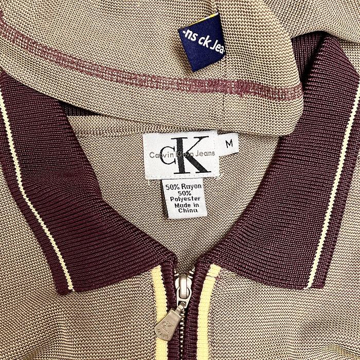 カルバンクライン ジーンズ ポロシャツ ハーフジップ 無地 半袖 レーヨン×ポリ M パープル×グリーンカーキ×イエロー レディース | Calvin Klein Jeans | 02