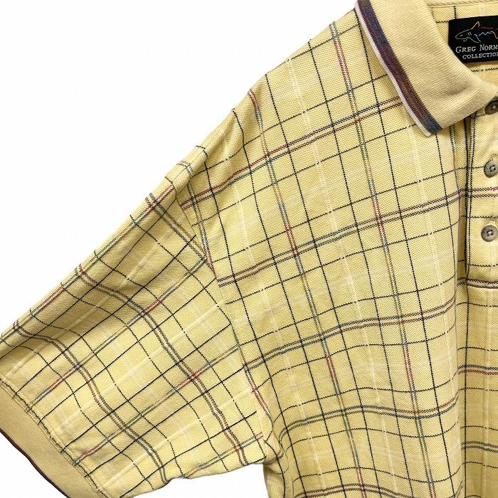 グレッグノーマン GREG NORMAN ゴルフ ポロシャツ 鹿の子 チェック ポケット無し 半袖 綿100% L イエロー 黄×赤×青×紺×緑×白 メンズ | GREG NORMAN | 01