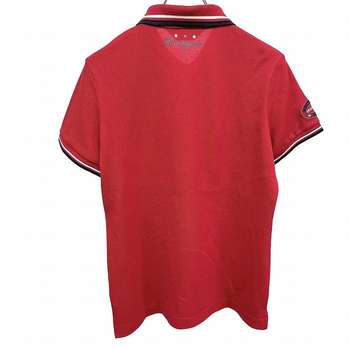 マンシングウェア Munsingwear ゴルフ ポロシャツ 鹿の子 ペンギン刺繍 半袖 ポリ×綿×ダウXLA L レッド 赤×紺×白×ゴールド レディース | Munsingwear | 01