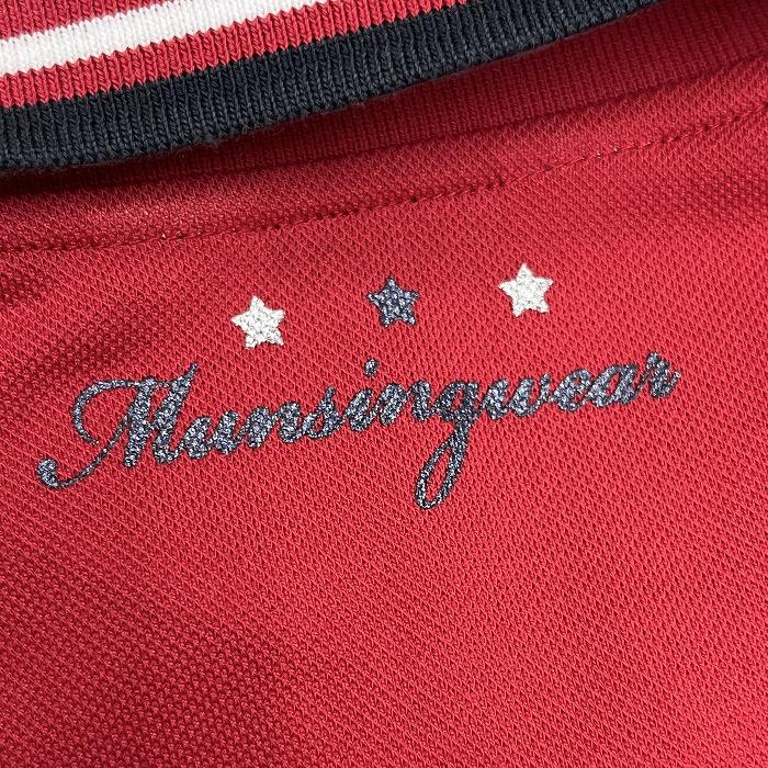マンシングウェア Munsingwear ゴルフ ポロシャツ 鹿の子 ペンギン刺繍 半袖 ポリ×綿×ダウXLA L レッド 赤×紺×白×ゴールド レディース | Munsingwear | 02