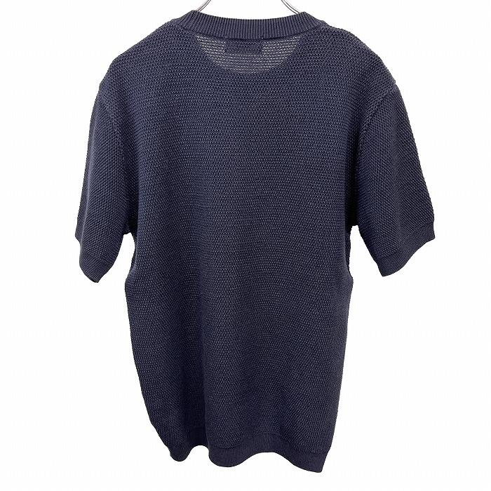 ユナイテッドアローズ UNITED ARROWS 鹿の子カットソー 無地 半袖 丸首 袖口と裾がリブ アクリル×綿 M ネイビー 紺 レディース(メンズ？) | UNITED ARROWS | 01